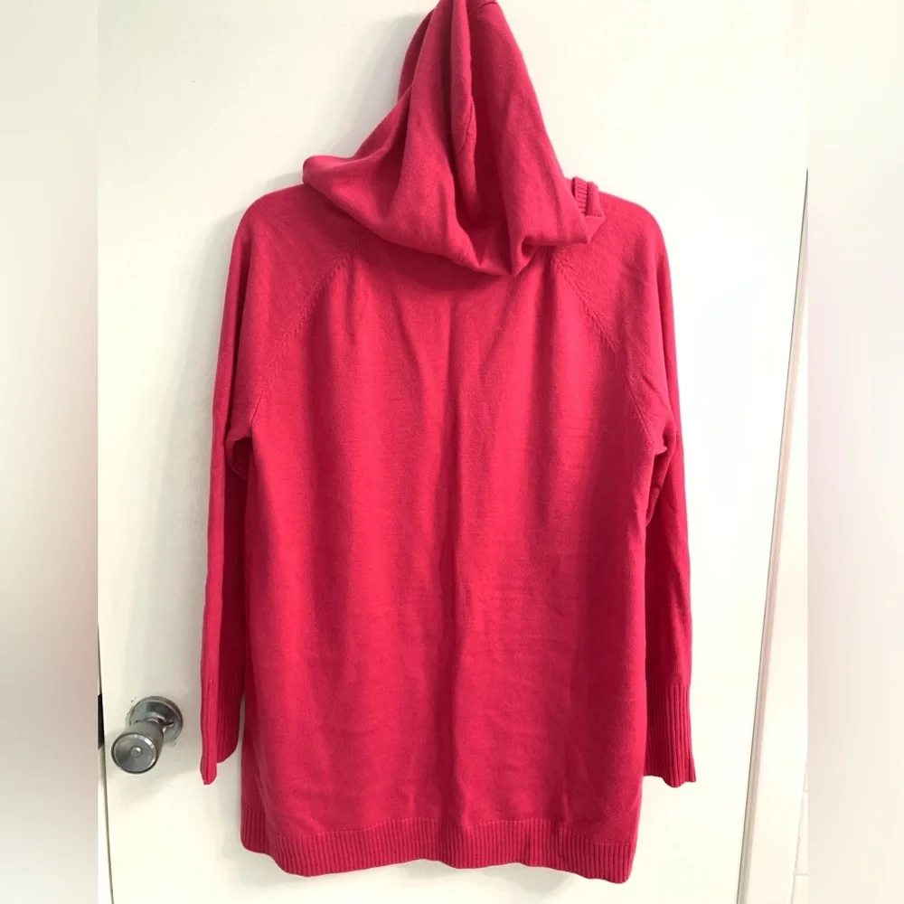 New York & Company Hot Pink Long Sleeve V-neck Pullover Sweater Hoodie Sz: Large - Picture 5 of 11